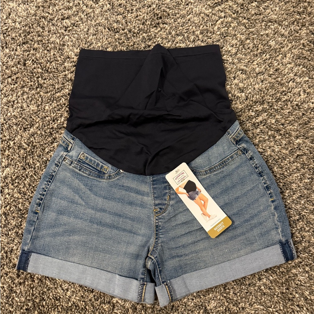 Signature by Levi Strauss High Waist Denim Maternity Shorts - Blue and Black